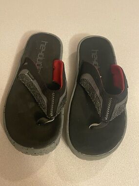 Hey Dude Black and Red Men's Flip-Flops